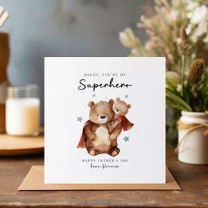 Happy Father's Day Card - Daddy Bear Card - Father's Day Card - Dad Superhero - First Time Dad - C1189