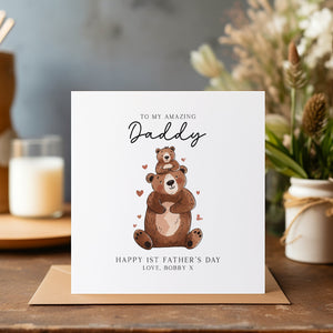 Happy First Father's Day Card - Daddy Bear Card - Father's Day Card - Dad Greeting Card - First Time Dad - C1193