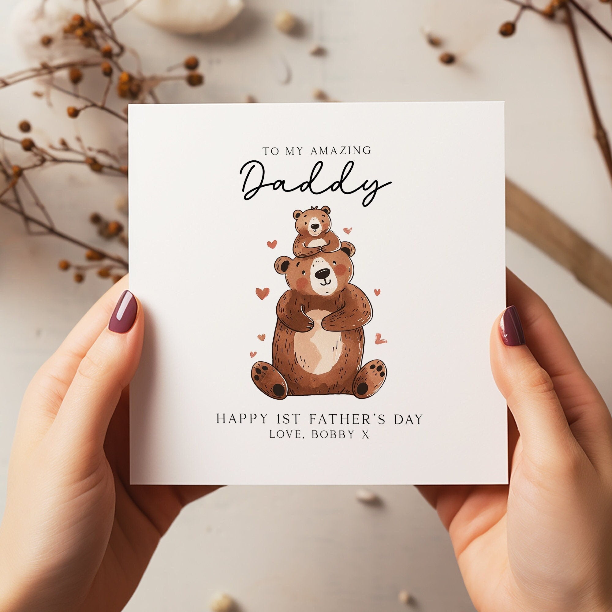 Happy First Father's Day Card - Daddy Bear Card - Father's Day Card - Dad Greeting Card - First Time Dad - C1193