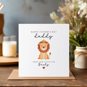 Happy Father's Day Card - Daddy Lion Card - Father's Day Card - Dad Greeting Card - First Time Dad - C1212