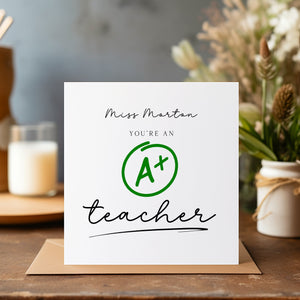 Personalised Thank You Teacher Card - Teacher Gift - End Of Term Card - Best Teacher - C1223