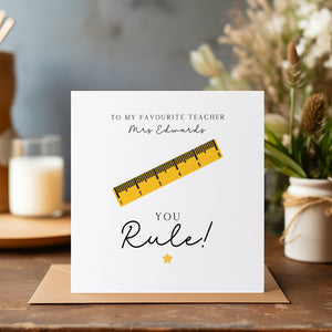 Personalised Thank You Favourite Teacher Card - Teacher Gift - End Of Term Card - Best Teacher C1226