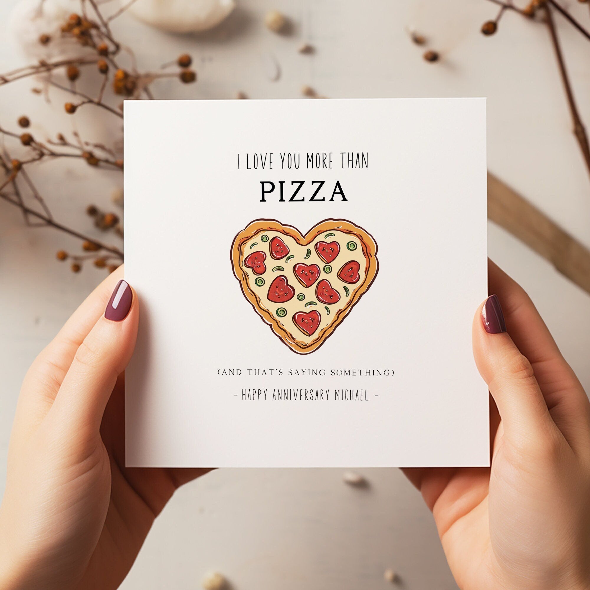 Personalised Anniversary Pizza Card - Husband Anniversary Gift - Boyfriend - Wife Anniversary - C1234