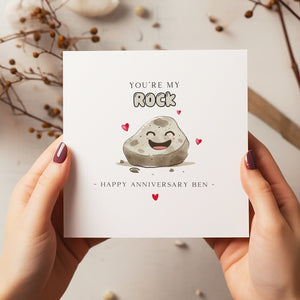 Personalised Anniversary You're My Rock Card - Husband Anniversary Gift - Boyfriend - Wife Anniversary - C1239