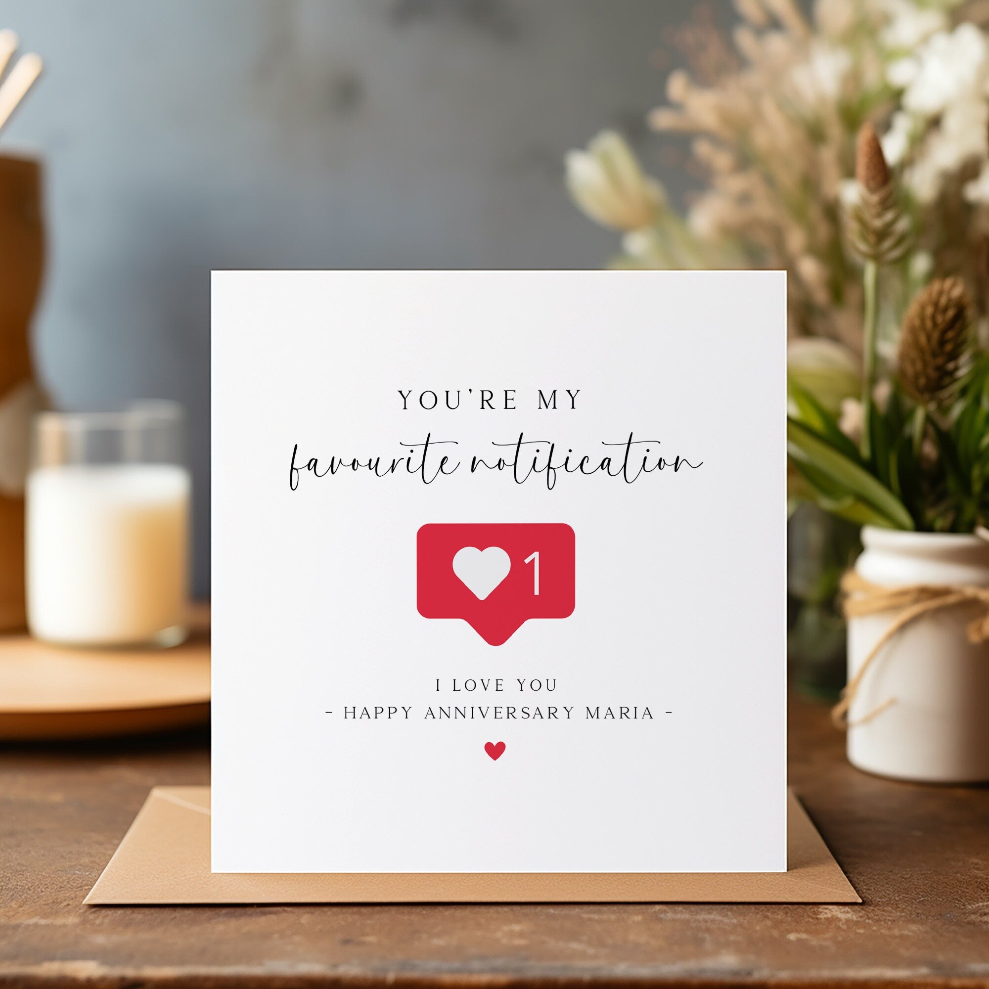 Personalised Anniversary My Favourite Notification Card - Husband Anniversary Gift - Boyfriend - Wife Anniversary - C1240