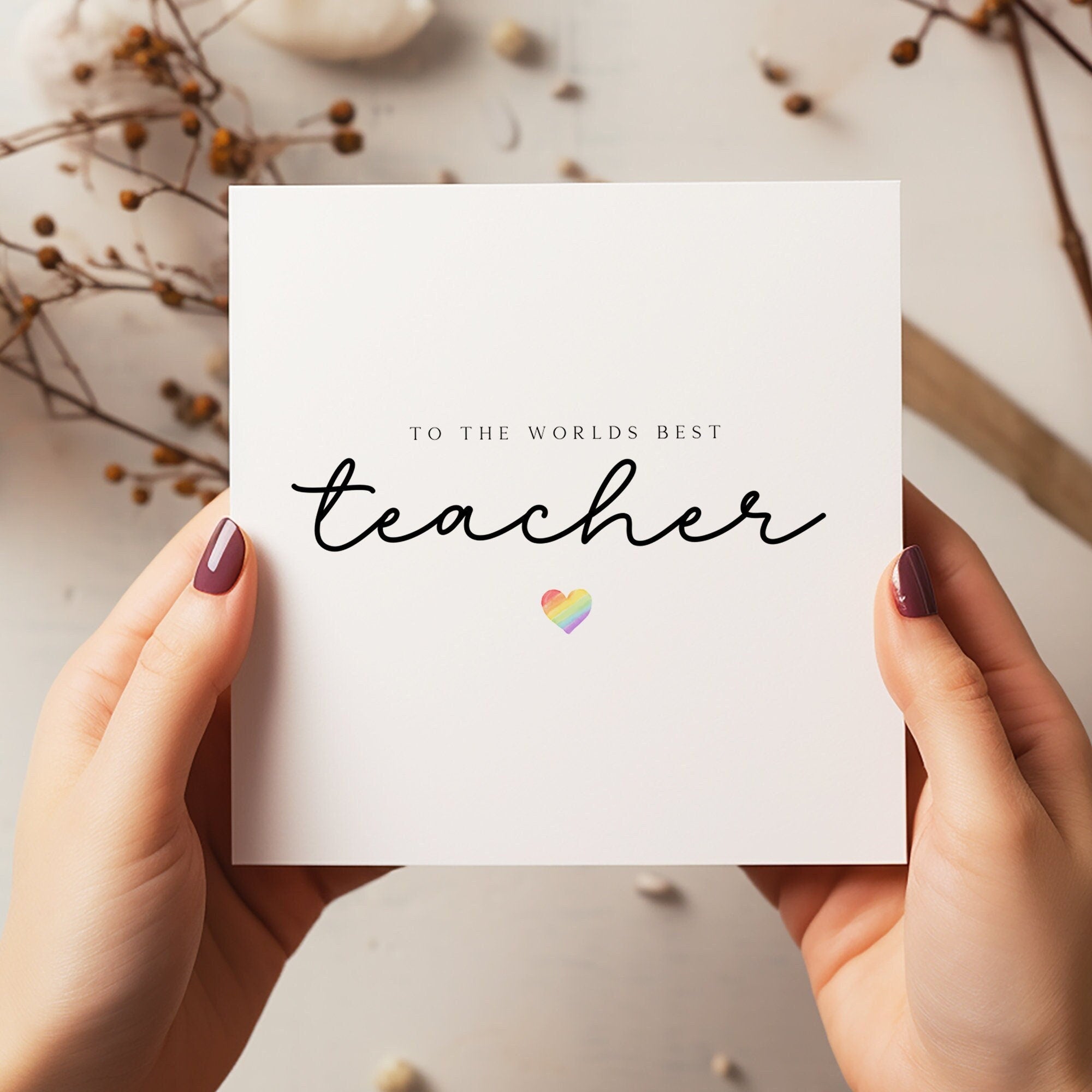 Thank You Teacher Card - Teacher Gift - End Of Term Card - World's Best Teacher - C1256