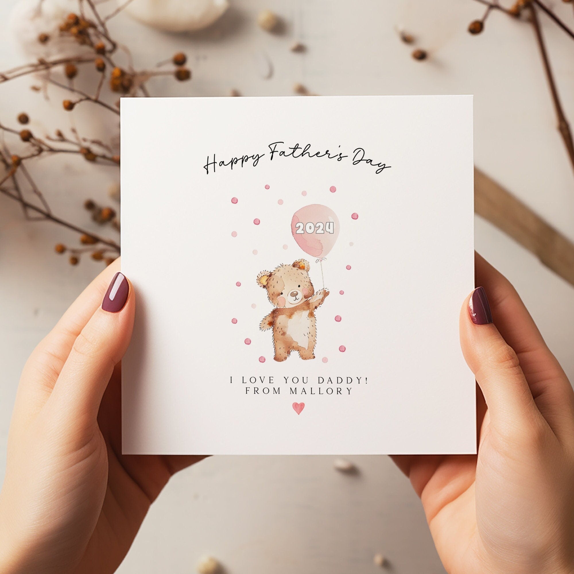 Happy Father's Day Bear Card - Daddy Card - Father's Day Card - Dad Greeting Card - First Time Dad - C1389