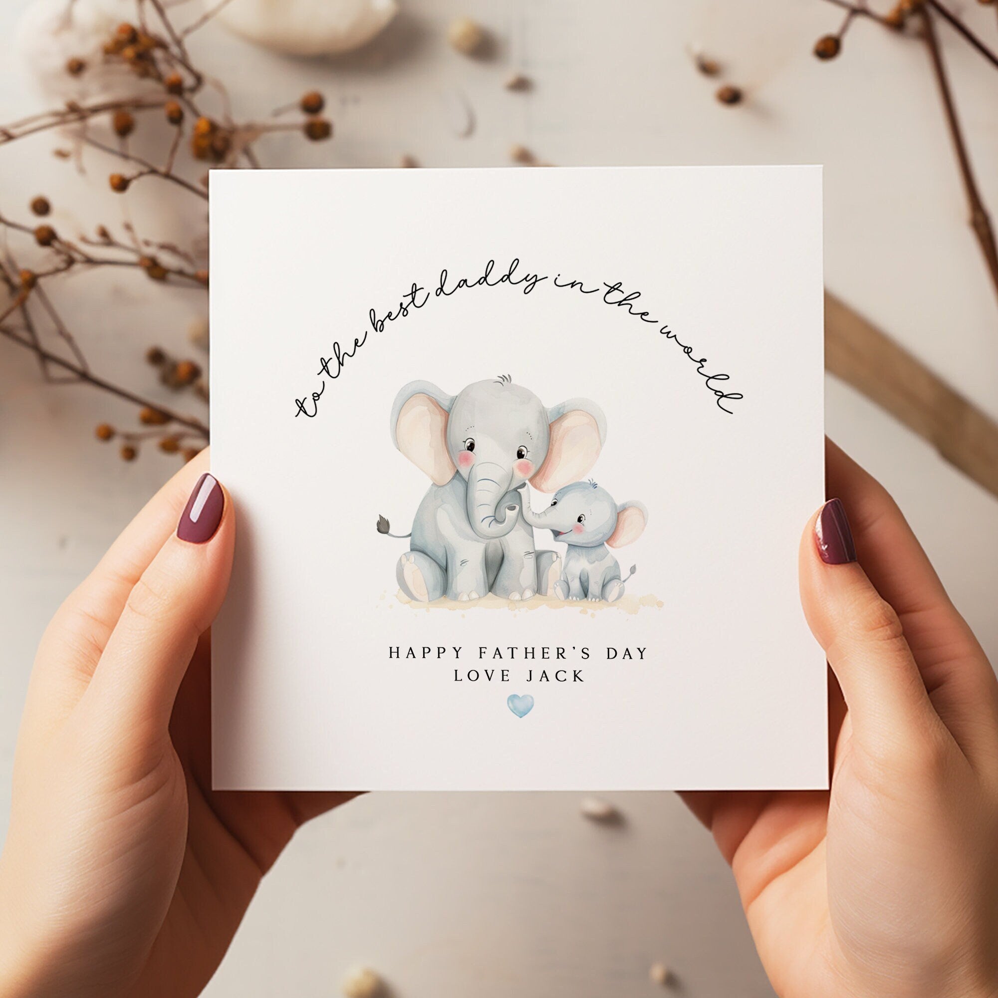 Happy Father's Day Card - Daddy Elephant Card - Father's Day Card - Dad Greeting Card - First Time Dad - C1403