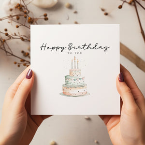 Birthday Cake Card - Happy Birthday - Birthday Card - Friend Birthday Card - Card for Her - C1415