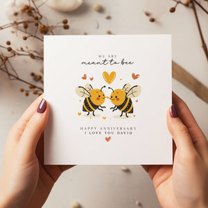 Personalised Anniversary Card - Husband Anniversary Gift - Boyfriend - Wife Anniversary - Meant To Bee - C1364