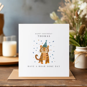 Personalised Tiger Birthday Card - Happy Birthday - Birthday - Kids Birthday Card - C1386