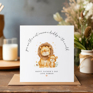 Happy Father's Day Card - Daddy Lion Card - Father's Day Card - Dad Greeting Card - First Time Dad - C1404