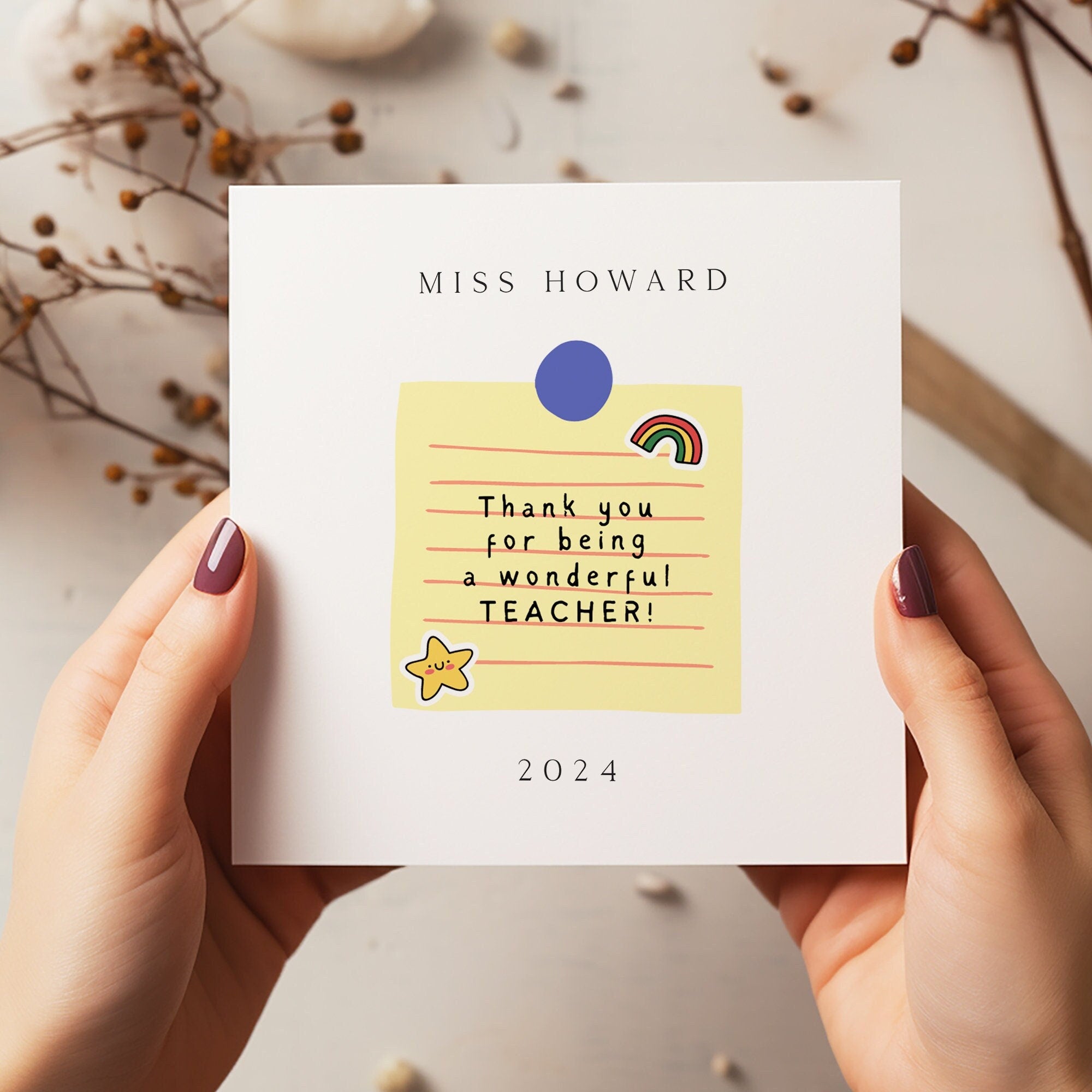 Personalised Thank You Wonderful Teacher Card - Teacher Gift - End Of Term Card - Best Teacher - C1479