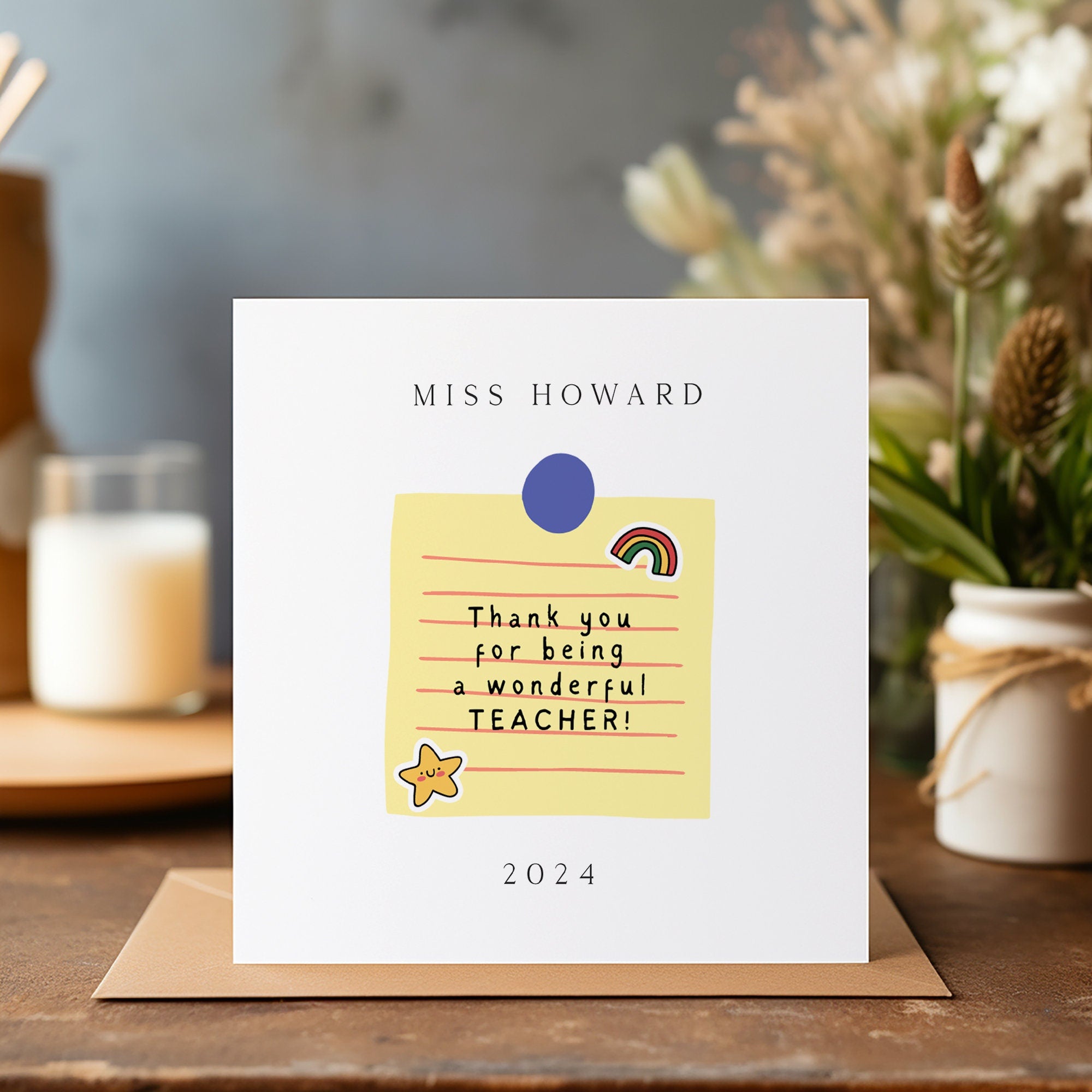 Personalised Thank You Wonderful Teacher Card - Teacher Gift - End Of Term Card - Best Teacher - C1479