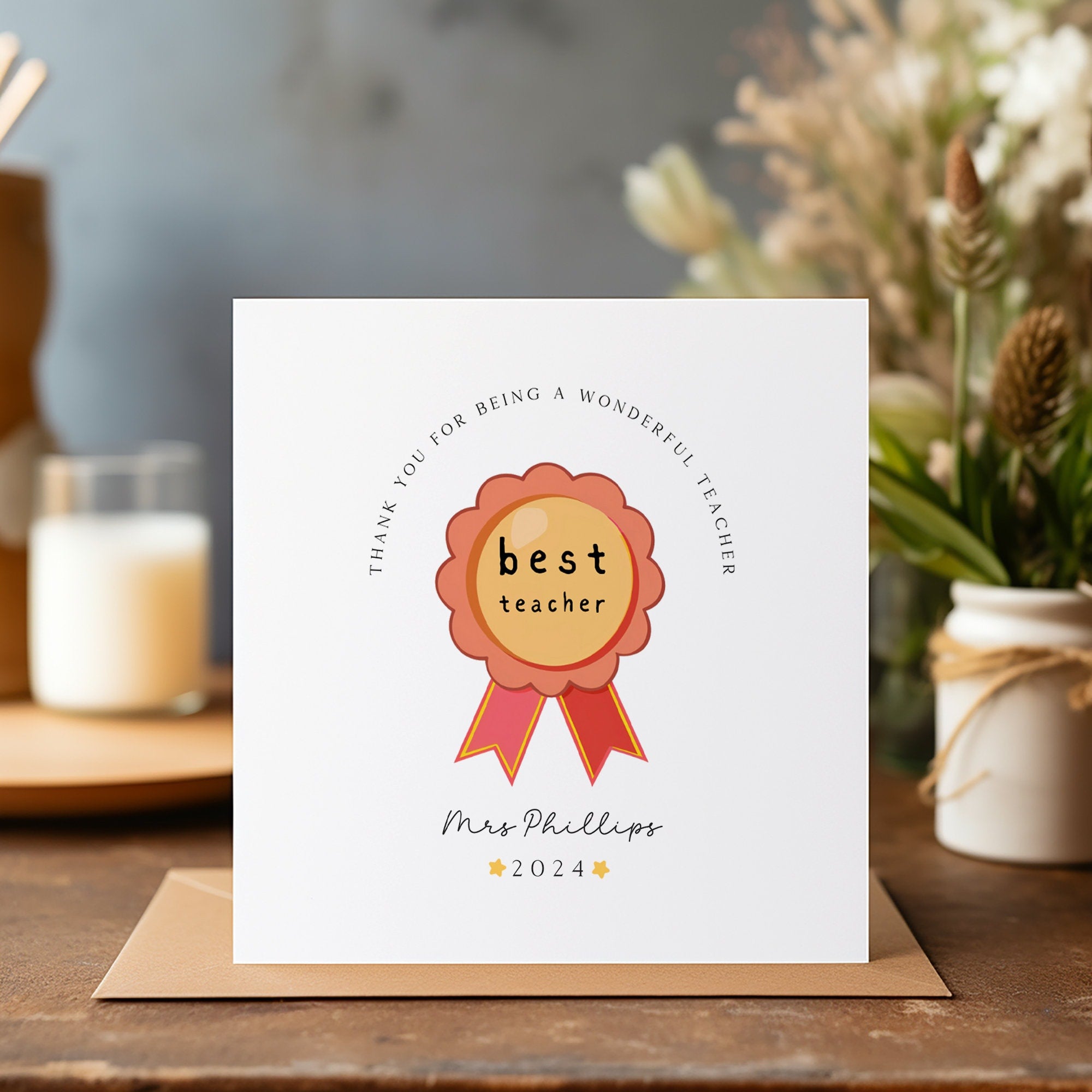 Personalised Thank You Wonderful Teacher Card - Teacher Gift - End Of Term Card - Best Teacher - C1480