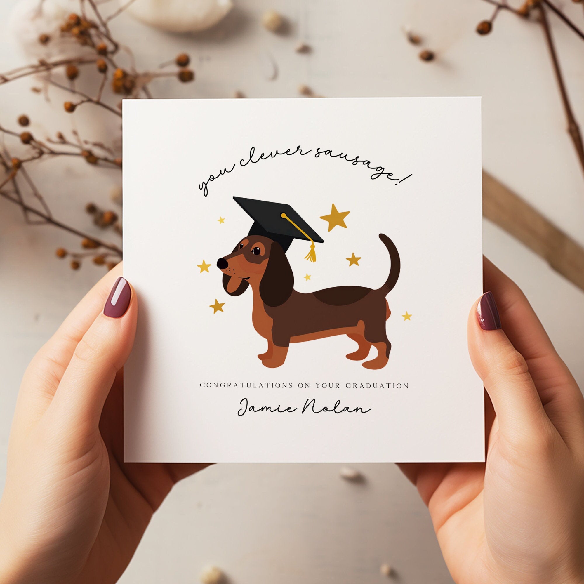 Personalised Clever Sausage Graduation Card - Graduated Card - Celebration Card - C1604