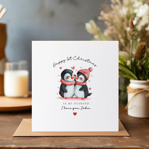 Personalised 1st Christmas Married Card - Husband Christmas - Wife Christmas - First Married -C1609