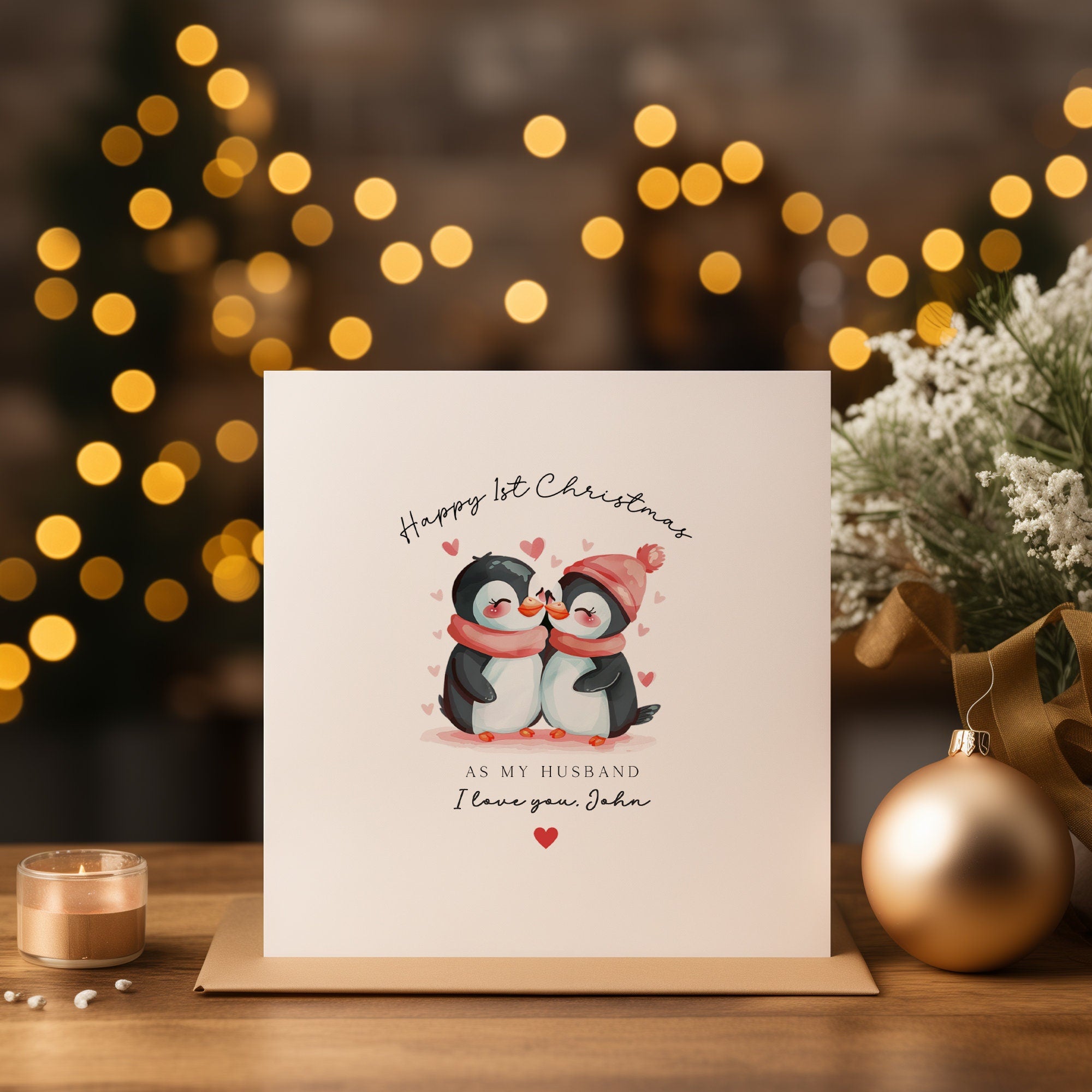 Personalised 1st Christmas Married Card - Husband Christmas - Wife Christmas - First Married -C1609