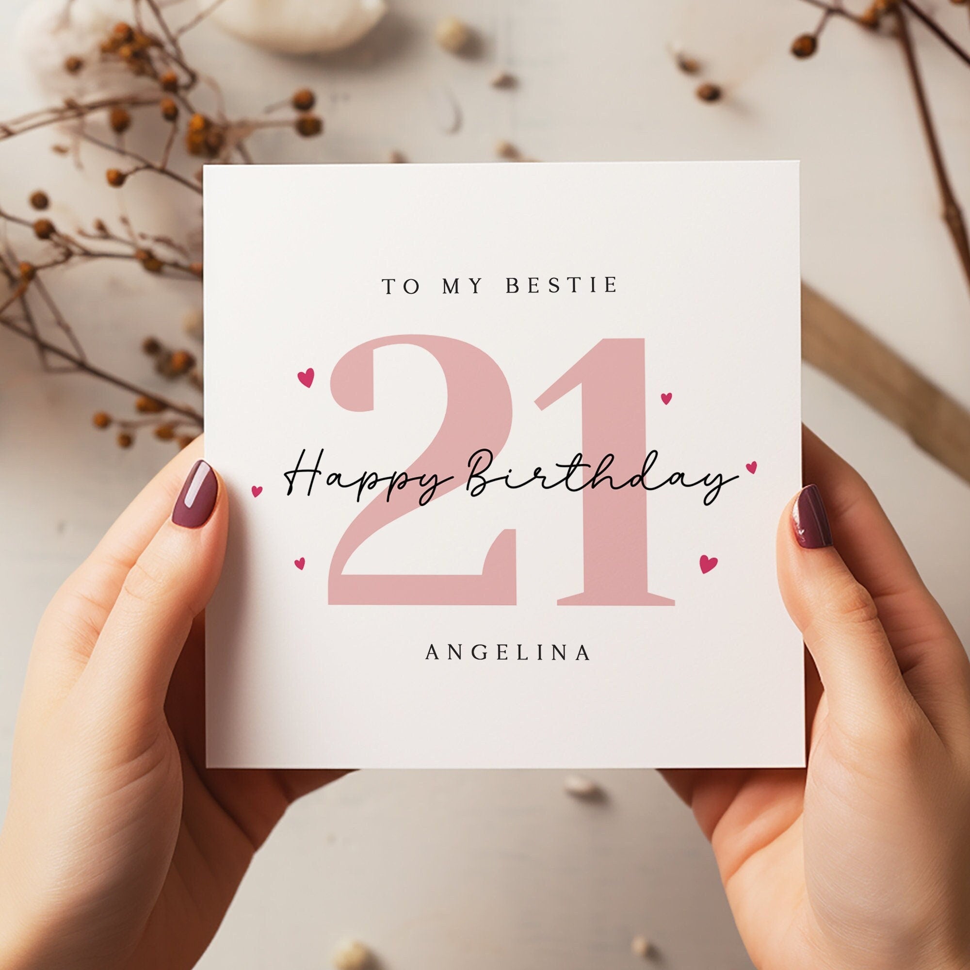 Personalised 21st Birthday Age Card - 21st Happy Birthday - Personalised Twenty First - Birthday Card For Her - C1617