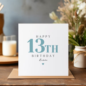 Personalised 13th Birthday Age Card - Happy Birthday - Card For Him - Teenager - C1666