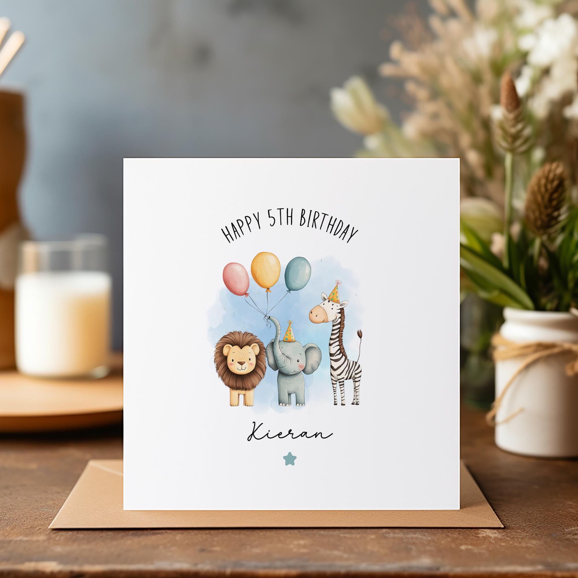 Personalised Age Wild Animal Card - Happy Birthday - Birthday Card - Kids Birthday Card - C1690