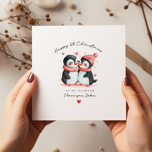 Personalised 1st Christmas Married Card - Husband Christmas - Wife Christmas - First Married -C1609