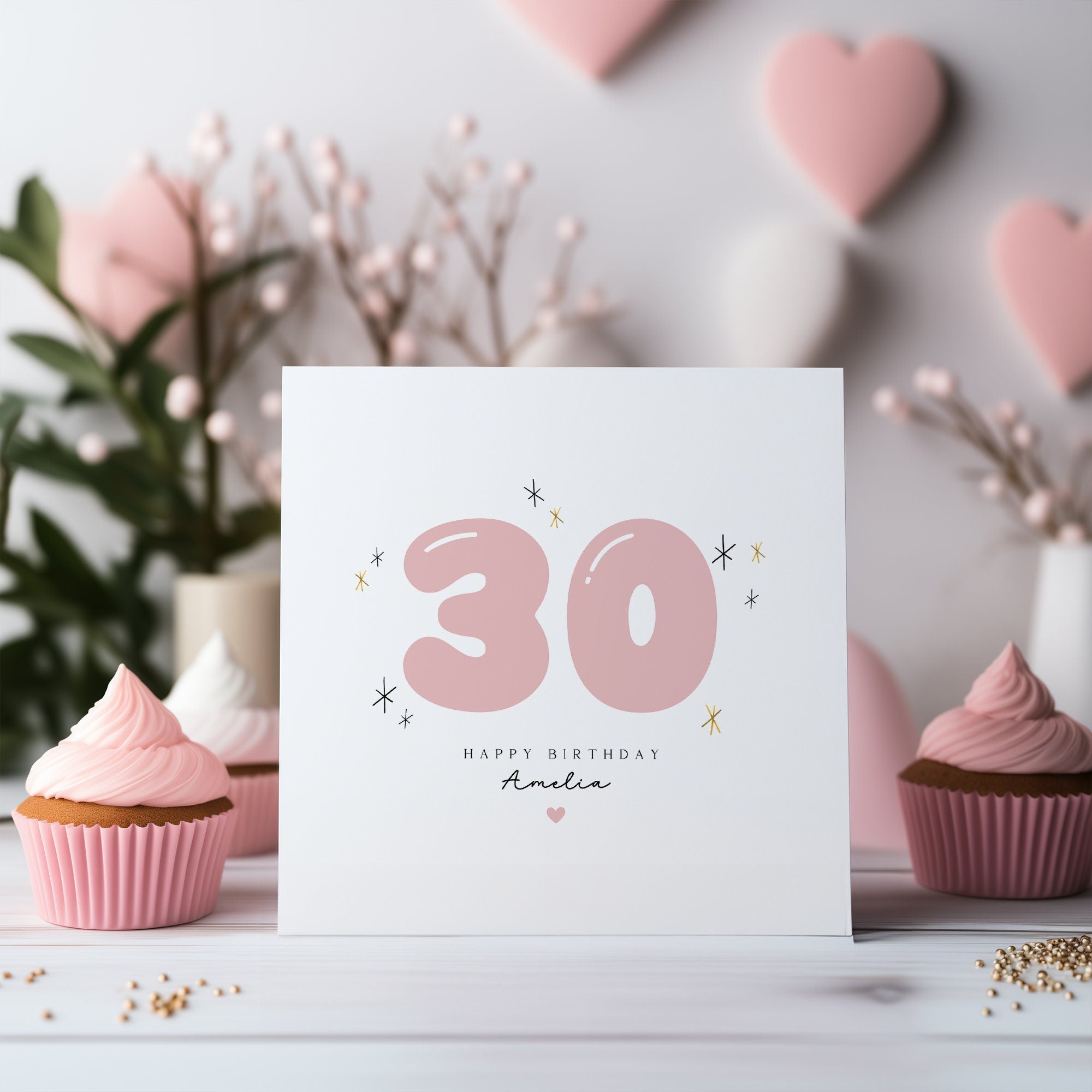 Personalised 30th Birthday Age Card - 30th Happy Birthday - Personalised Thirtieth - Birthday Card For Her - C1668